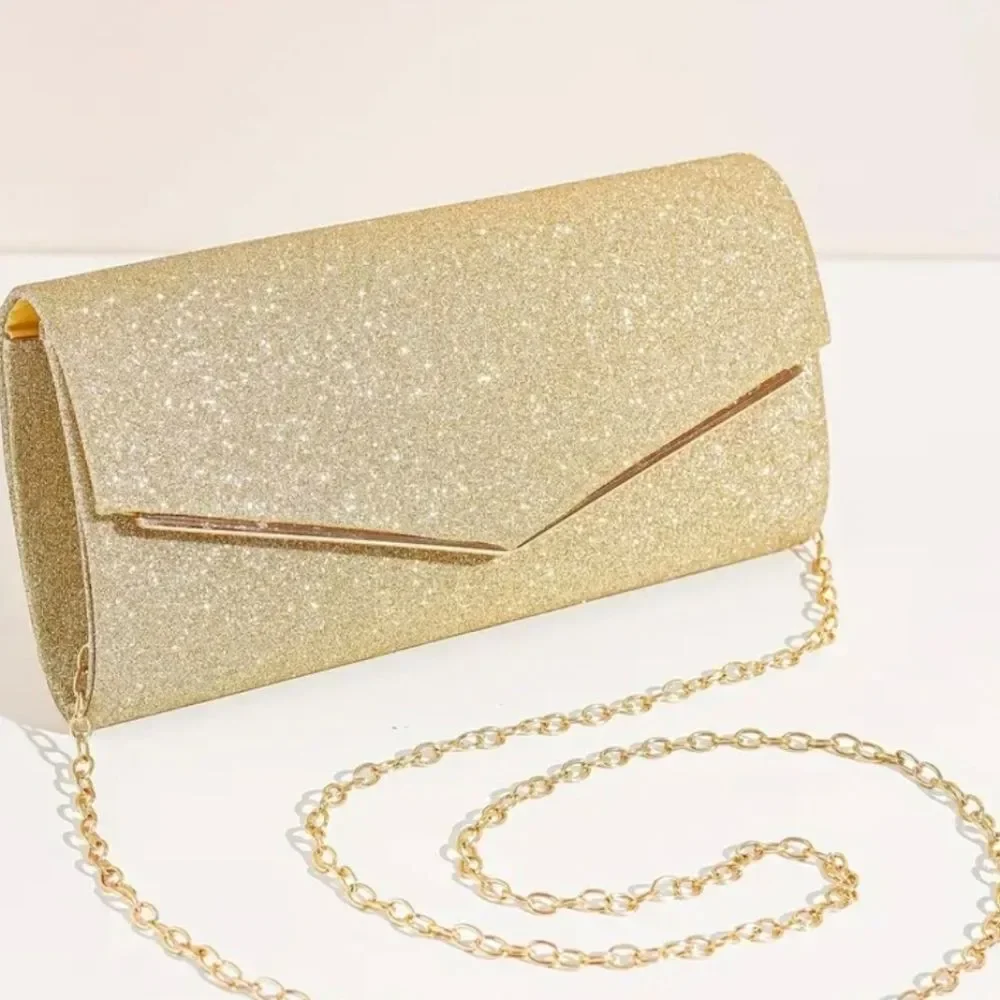 Gold Glitter Sparkling Evening Clutch Bag